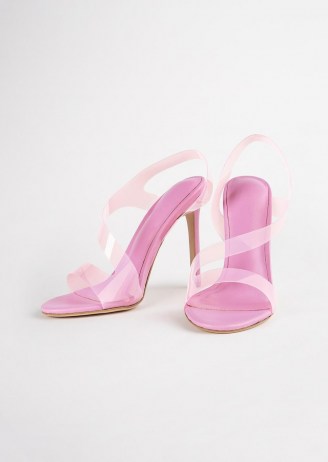 TONY BIANCO Kaya Musk Vinylite/Musk Nappa Heels ~ pink clear strap slingback sandals