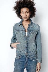 Zadig & Voltaire Kioky Coat | womens blue denim zip up jacket | casual French fashion | women’s jackets