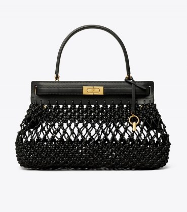 Tory Burch LEE RADZIWILL SMALL BAG in BLACK | chic woven bags