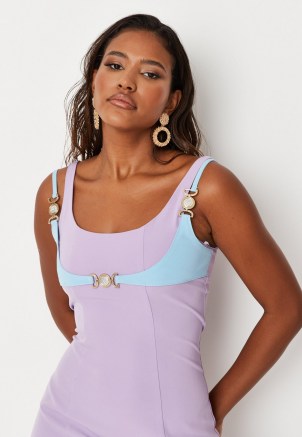 MISSGUIDED lilac contrast overlay mini dress