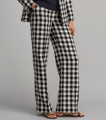 Tory Burch LINEN GINGHAM PANT / women’s checked summer trousers - flipped