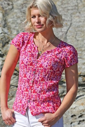 Aspiga LISBON SHIRT ~ womens pink crinkle effect summer shirts - flipped