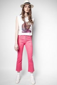 Zadig & Voltaire Londa Denim Jeans | womens pink cropped leg jean | casual French fashion | crop hem | straight fit