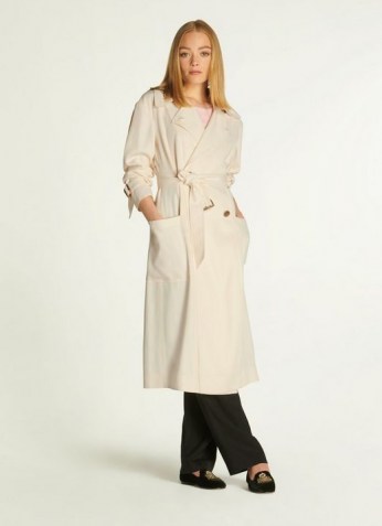 L.K. BENNETT MAGGIE CREAM TRENCH COAT ~ chic belted coats - flipped