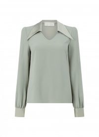 goat MARLOW CADY BLOUSE Sage Green ~ sage green pointed collar blouses ~ jane atelier womens designer fashion