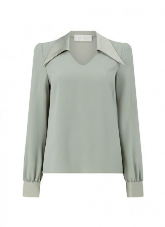 goat MARLOW CADY BLOUSE Sage Green ~ sage green pointed collar blouses ~ jane atelier womens designer fashion