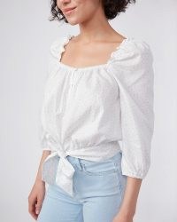 PAIGE Merilee Top – White | cotton square neck tie front blouses