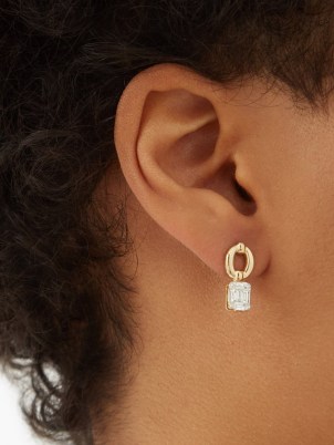 NADINE AYSOY Catena Illusion diamond & 18kt gold earrings ~ women’s luxe square shaped drops ~ womens fine jewellery