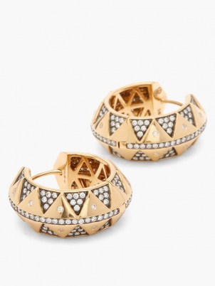 HARWELL GODFREY Chubby Talisman diamond & 18kt gold hoop earrings / wide ancient inspired hoops