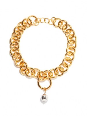JIL SANDER Chunky spherical-charm choker / statement chain link chokers / women’s designer jewellery - flipped