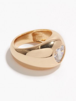TIMELESS PEARLY Crystal-heart 24kt gold-plated ring / women’s jewellery / rings / hearts - flipped