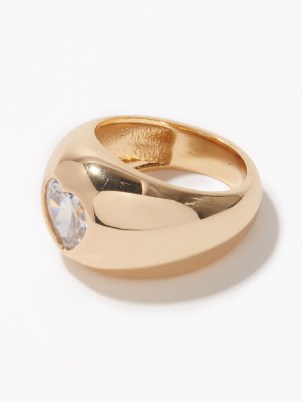 TIMELESS PEARLY Crystal-heart 24kt gold-plated ring / women’s jewellery / rings / hearts