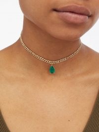 SHAY Diamond, emerald & 18kt gold choker ~ womens green gemstone chokers ~ pear cut emeralds ~ women’s fine jewellery