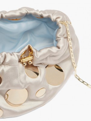 ROSANTICA Fatale Pois mini satin cross-body bag / luxe shimmering drawstring top crossbody bags