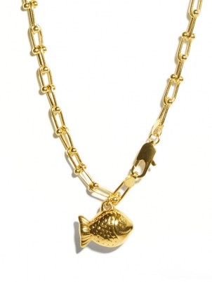 TIMELESS PEARLY Fish-charm convertible 24kt gold-plated necklace / ocean inspired pendant necklaces