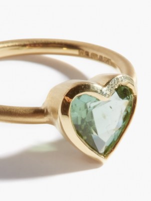 ONE OF A KIND IRENE NEUWIRTH Love tourmaline & 18kt gold ring ~ green stone rings ~ luxe jewellery - flipped