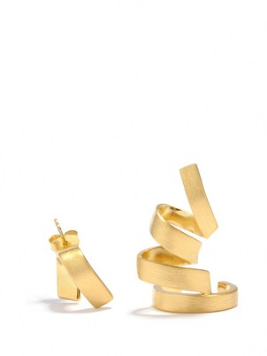 COMPLETEDWORKS Mismatched coiled gold-vermeil earrings / contemporary jewellery - flipped