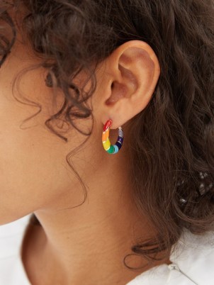 ALISON LOU Petite V 14kt gold & enamel hoop earrings | womens rainbow hoops | women’s fine jewellery