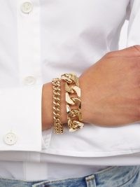 SHAY Puzzle diamond & 18kt gold bracelet ~ womens chunky curb chain link bracelets ~ statement jewellery