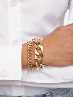 SHAY Puzzle diamond & 18kt gold bracelet ~ womens chunky curb chain link bracelets ~ statement jewellery