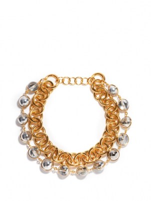 JIL SANDER Silver and gold-tone metal chain necklace / chunky statement necklaces / women’s designer jewellery - flipped