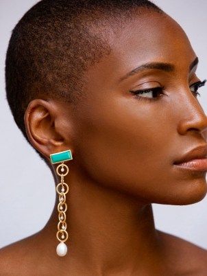 AMMANII The Rebel Queen Nefertiti gold-vermeil earrings / long luxe drops / glamorous statement jewellery