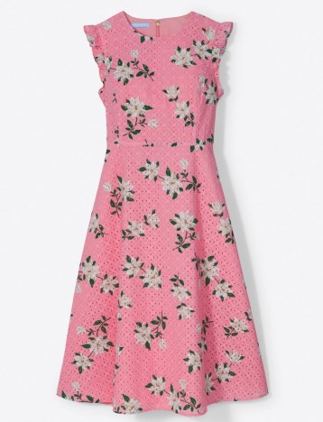 Draper James Midi Love Circle Dress in Magnolia | pink floral flutter sleeve summer dresses - flipped
