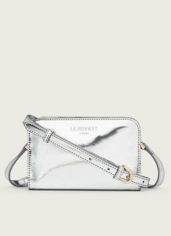L.K. BENNETT MINI MARIE SILVER METALLIC SHOULDER BAG ~ luxe style cross body bags