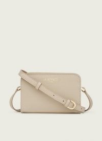 L.K. BENNETT MINI MARIE TAUPE SAFFIANO LEATHER CROSSBODY BAG ~ small luxe cross body bags
