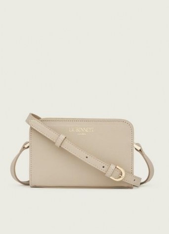 L.K. BENNETT MINI MARIE TAUPE SAFFIANO LEATHER CROSSBODY BAG ~ small luxe cross body bags