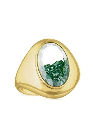 Moritz Glik 18kt yellow gold emerald shaker signet ring – green stone Kaleidoscope shaker rings - flipped