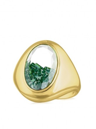 Moritz Glik 18kt yellow gold emerald shaker signet ring – green stone Kaleidoscope shaker rings