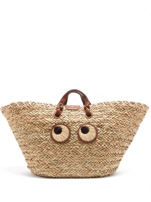 ANYA HINDMARCH Eyes large seagrass-woven basket bag / cute summer baskets / womens top handle holiday bags - flipped