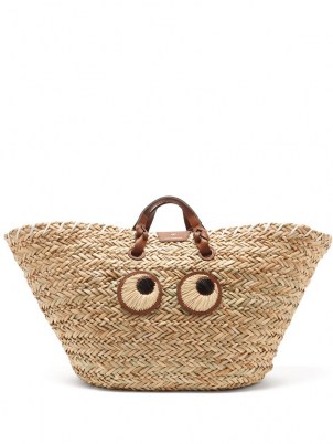 ANYA HINDMARCH Eyes large seagrass-woven basket bag / cute summer baskets / womens top handle holiday bags