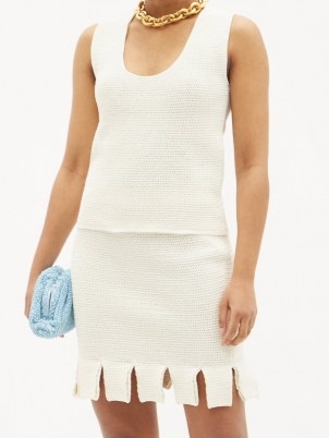 BOTTEGA VENETA Scoop-neck cotton-blend top | women’s cream sleeveless knitted tops | womens knitwear - flipped