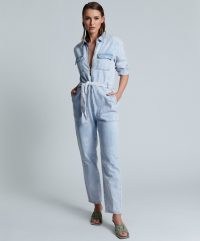 ONETEASPOON PURPLE HAZE CLAUDIA OVERALL | women’s denim front zip overalls | womens casual fashion | belted jumpsuit | tie waist utility style jumpsuits