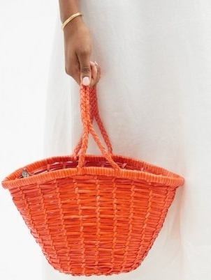 DRAGON DIFFUSION Jane Birkin small orange woven-leather basket bag / chic baskets / womens summer bags / braided top handle / artisan accessorirs - flipped