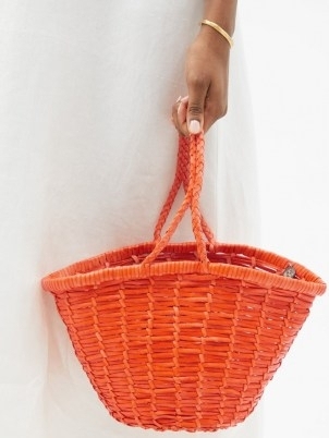 DRAGON DIFFUSION Jane Birkin small orange woven-leather basket bag / chic baskets / womens summer bags / braided top handle / artisan accessorirs
