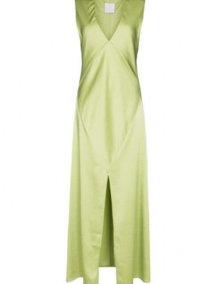 Paris Georgia Bettina sleeveless midi dress Pistachio Green ~ slinky vintage style evening dresses - flipped