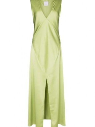 Paris Georgia Bettina sleeveless midi dress Pistachio Green ~ slinky vintage style evening dresses