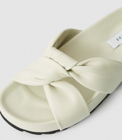 Reiss PHOEBE LEATHER TWIST FRONT SANDALS OFF WHITE - flipped