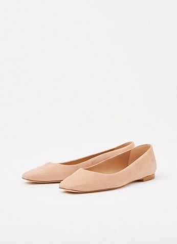 L.K. BENNETT PHYLLIS NUDE ROSE SUEDE FLATS / light pink ballerina flat shoes