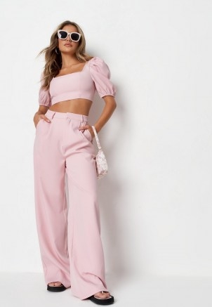 MISSGUIDED pink co ord tailored oversized masculine trousers ~ women’s slouchy wide leg pants ~ womens on trend fashion - flipped