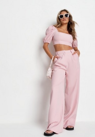 MISSGUIDED pink co ord tailored oversized masculine trousers ~ women’s slouchy wide leg pants ~ womens on trend fashion