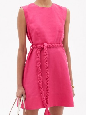 BELIZE Pandora buttoned linen mini dress / women’s fuchsia-pink sleeveless summer dresses