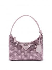 PRADA Pink Re-Edition 2000 crystal satin shoulder bag – glittering embellished bags – small luxe handbags