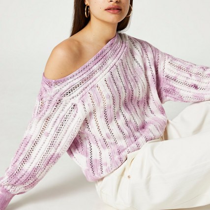 River Island Pink tie dye crochet top | women’s asymmetric tops | womens knitwear | on trend knitted fashion - flipped