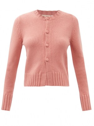 BROCK COLLECTION Tonia wool-blend cardigan ~ pink crew neck cardigans - flipped