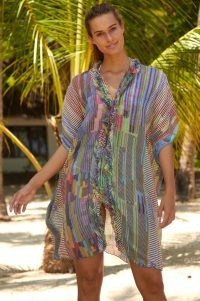 ASPIGA PLUMA ORGANIC COTTON KAFTAN / multicoloured poolside kaftans / beach cover up / womens beachwear