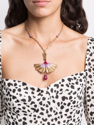 Ports 1961 fan-motif short necklace – vintage style pendant necklaces – women’s retro statement jewellery - flipped